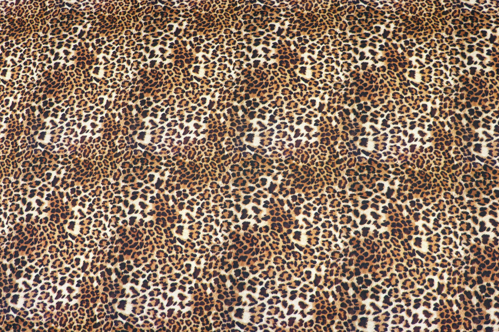 Leopard Print Rib Jersey Fabric Golden Brown Stretch Knit