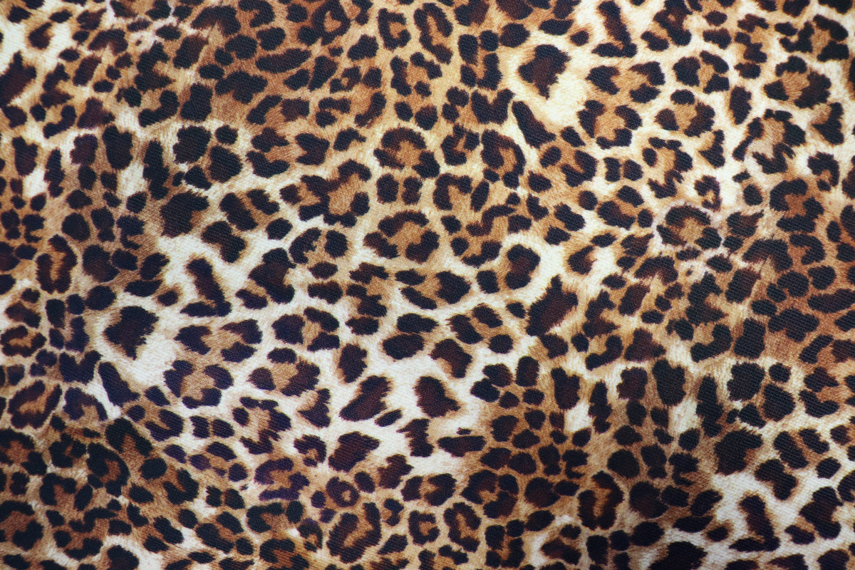 Leopard Print Rib Jersey Fabric Golden Brown Stretch Knit