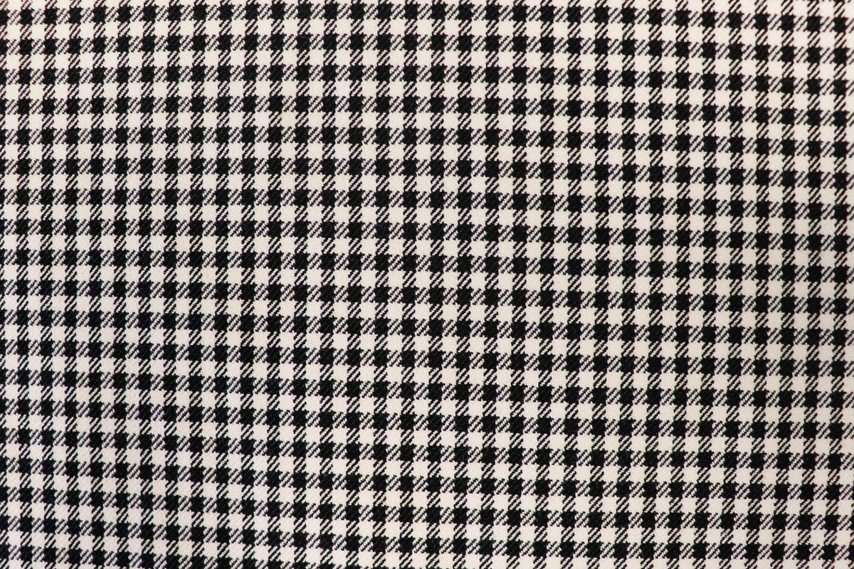 Black White Check Bengaline Fabric with 2-Way Stretch