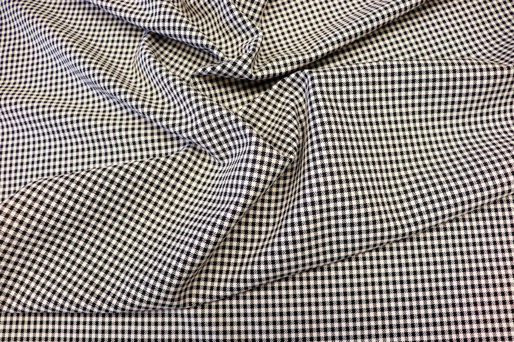 Black White Check Bengaline Fabric with 2-Way Stretch