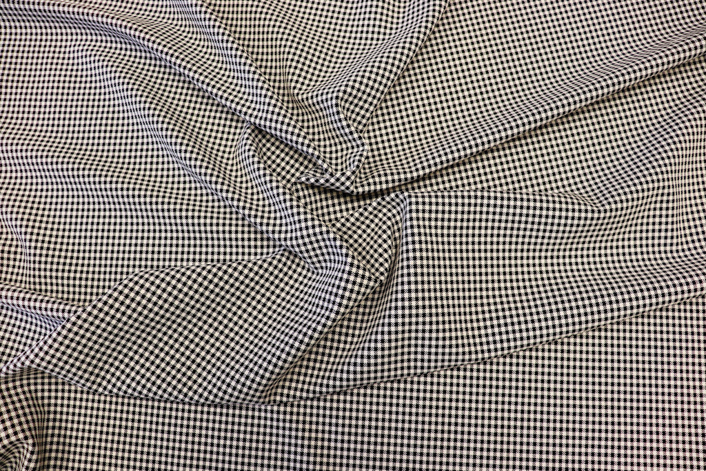 Black White Check Bengaline Fabric with 2-Way Stretch
