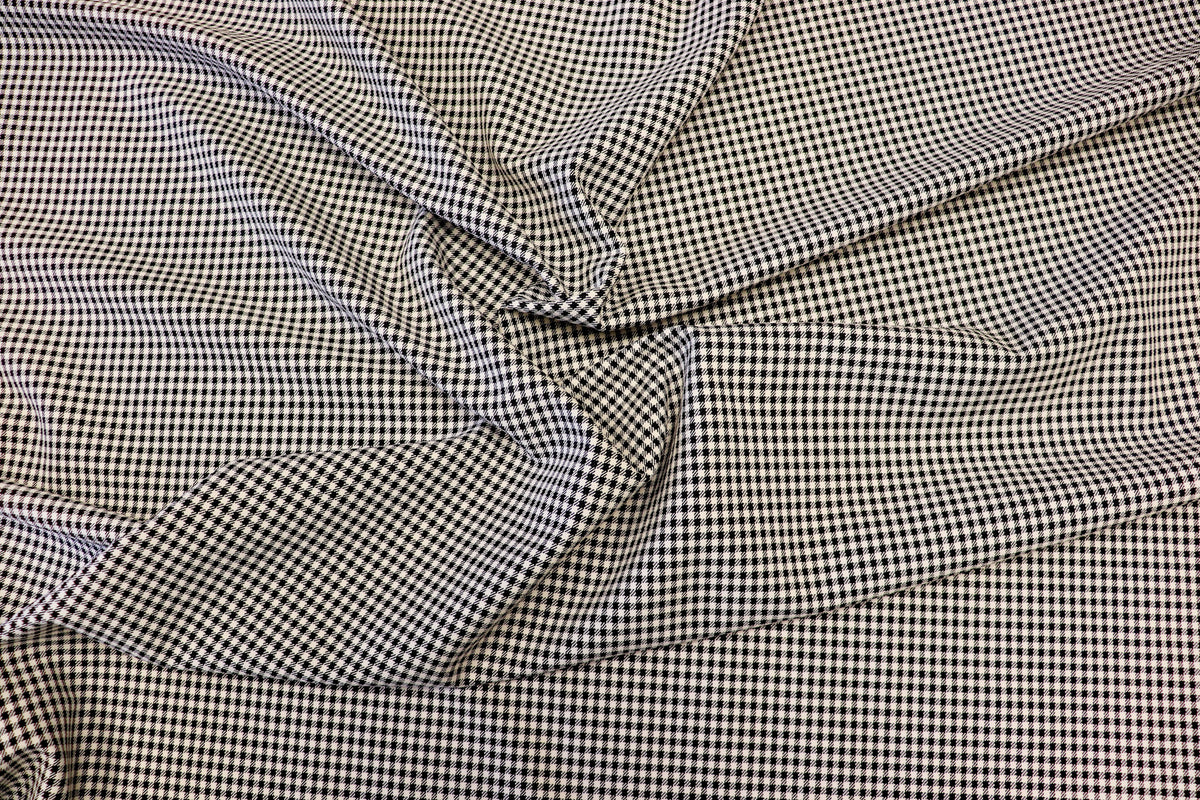 Black White Check Bengaline Fabric with 2-Way Stretch
