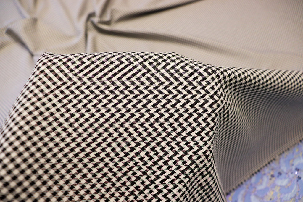 Black White Check Bengaline Fabric with 2-Way Stretch