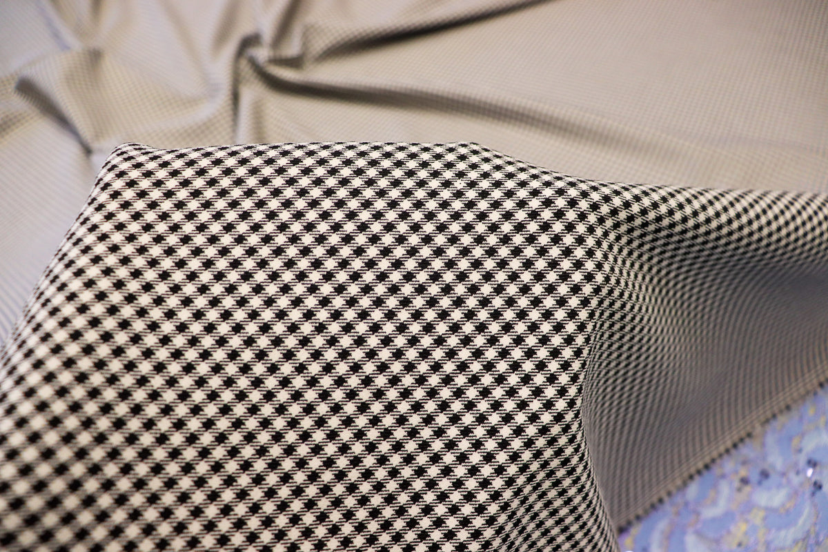 Black White Check Bengaline Fabric with 2-Way Stretch