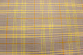 Grey Tartan Bengaline Fabric Yellow Orange Lines