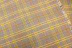 Grey Tartan Bengaline Fabric Yellow Orange Lines