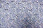 Light Blue Floral Lace Fabric with Sequins