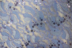 Light Blue Floral Lace Fabric with Sequins