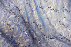Light Blue Floral Lace Fabric with Sequins