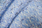 Light Blue Floral Lace Fabric with Sequins