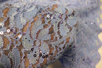Light Blue Floral Lace Fabric with Sequins