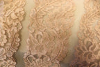 Blush Pink Floral Mesh Lace Fabric Striped Flower Design