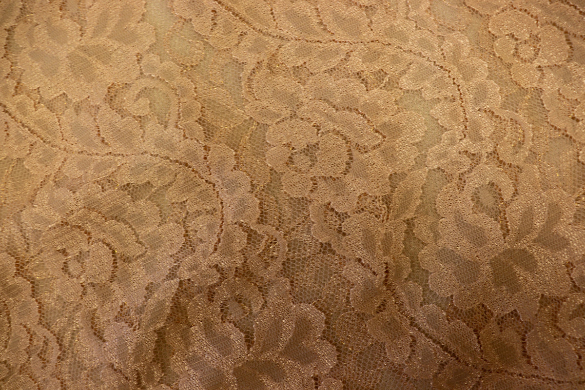 Blush Pink Floral Mesh Lace Fabric Striped Flower Design