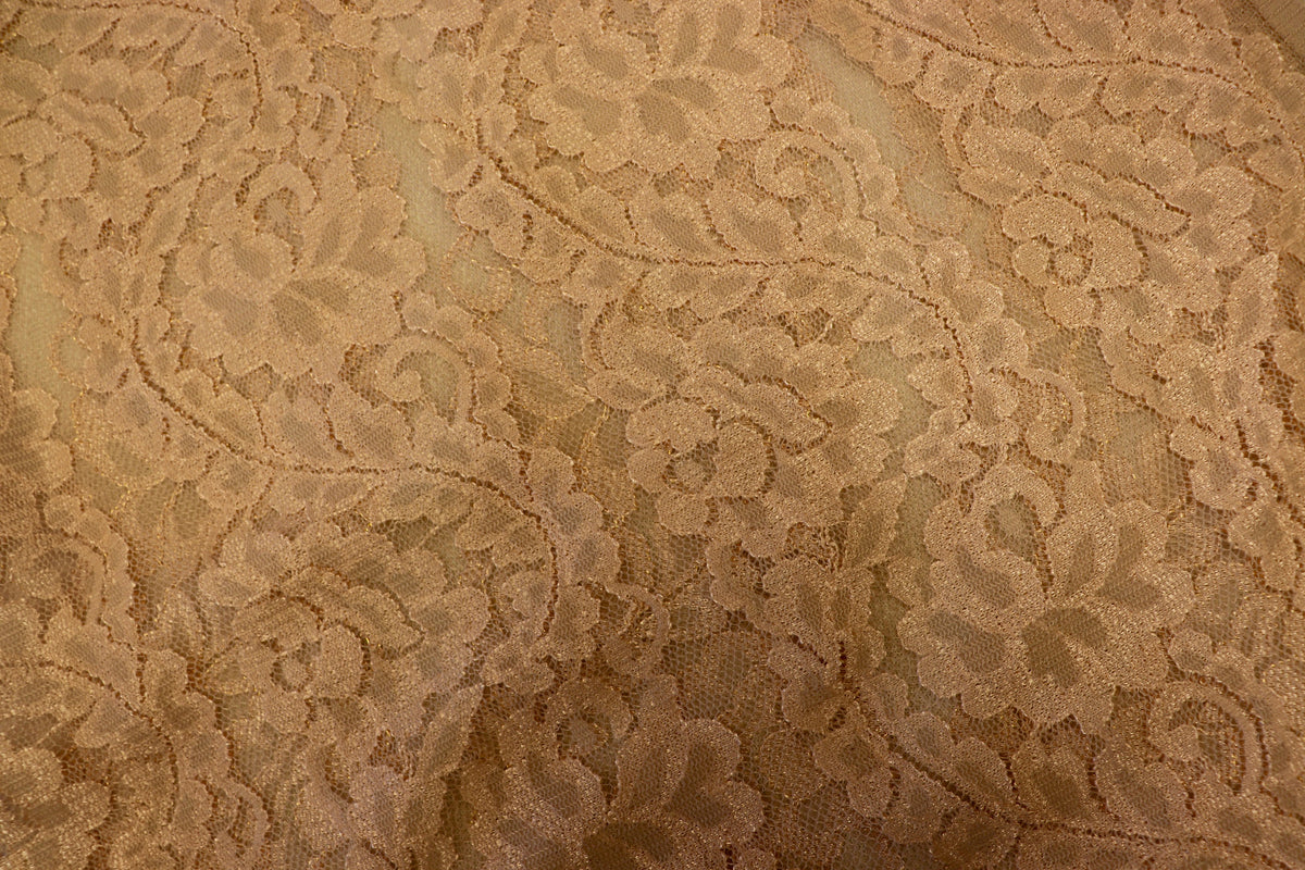 Blush Pink Floral Mesh Lace Fabric Striped Flower Design