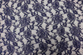 Navy Floral Mesh Lace Fabric Large Flower Design