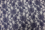 Navy Floral Mesh Lace Fabric Large Flower Design