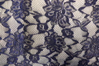 Navy Floral Mesh Lace Fabric Large Flower Design