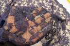 Navy Floral Mesh Lace Fabric Large Flower Design