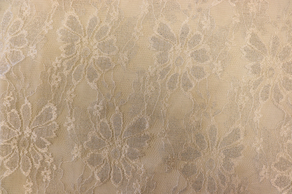 Ivory Glitter Lace Fabric Floral Mesh with Lurex