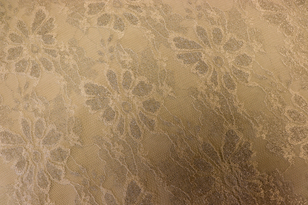 Ivory Glitter Lace Fabric Floral Mesh with Lurex