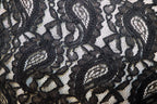 Black Paisley Lace Mesh Fabric with Light Stretch