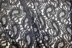 Black Paisley Lace Mesh Fabric with Light Stretch