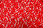Red Floral Lace Fabric with Shiny Sequins and Light Stretch