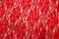 Red Floral Lace Fabric with Shiny Sequins and Light Stretch