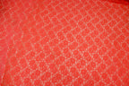 Coral Floral Crochet Fabric