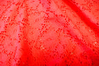 Coral Floral Crochet Fabric
