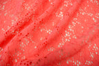 Coral Floral Crochet Fabric