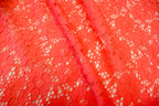 Coral Floral Crochet Fabric