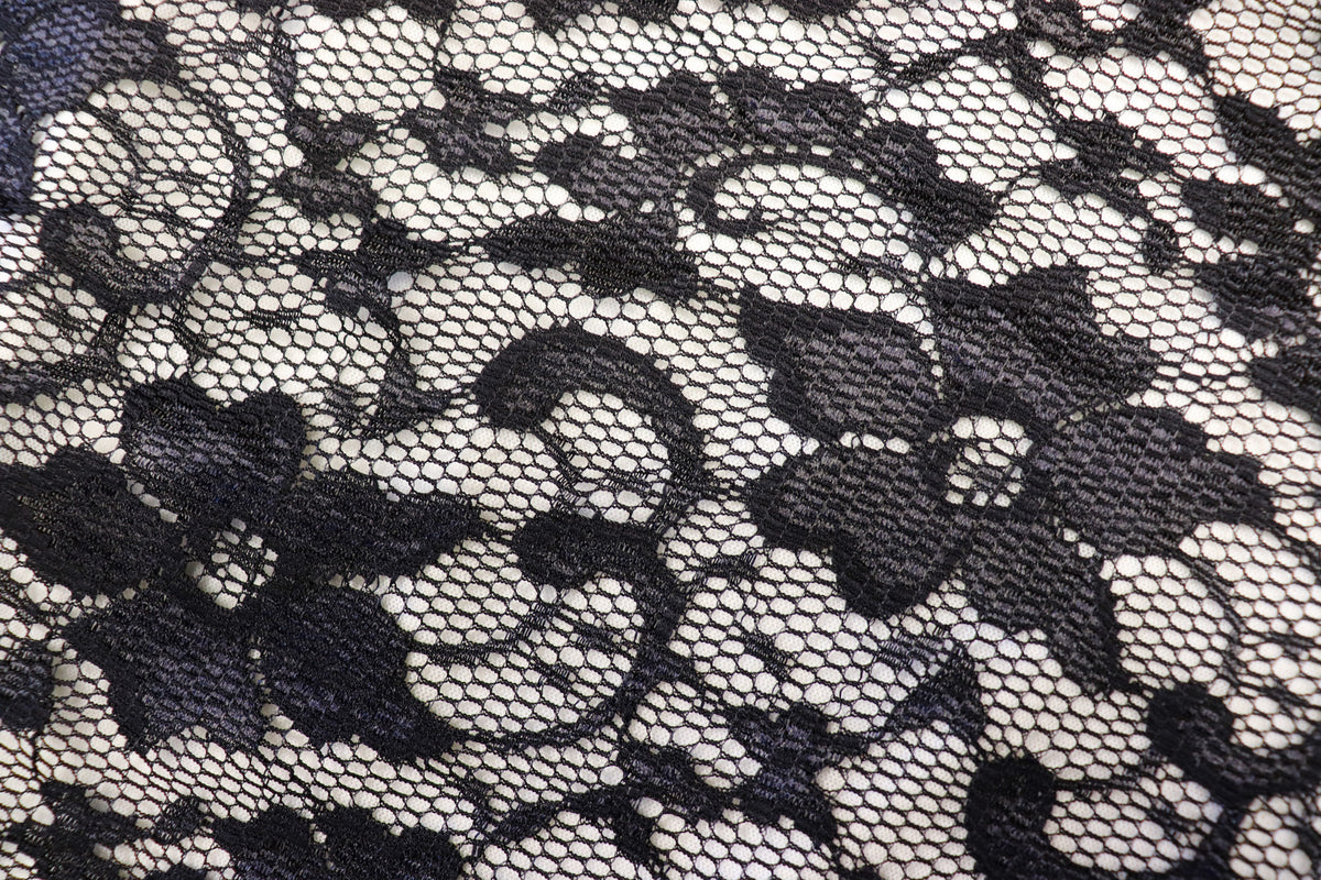 Black Floral Lace Fabric with Stretch