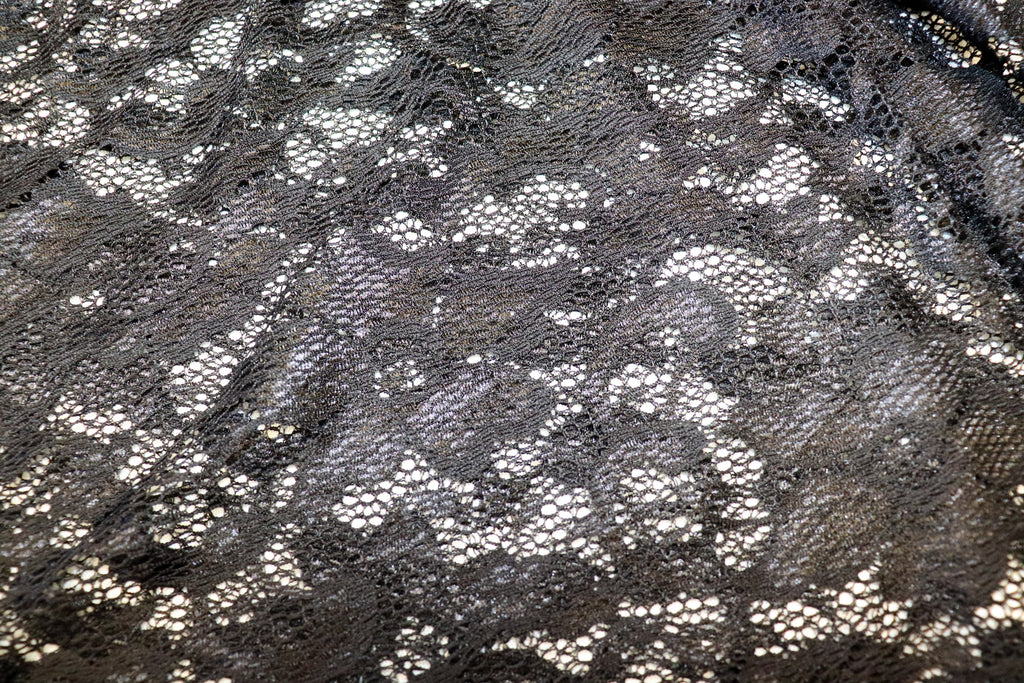 Black Floral Lace Fabric with Stretch