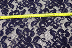 Navy Floral Mesh Lace Fabric with Stretch