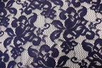 Navy Floral Mesh Lace Fabric with Stretch