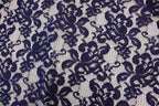 Navy Floral Mesh Lace Fabric with Stretch