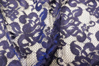 Navy Floral Mesh Lace Fabric with Stretch