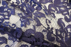 Navy Floral Mesh Lace Fabric with Stretch