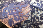 Navy Floral Mesh Lace Fabric with Stretch