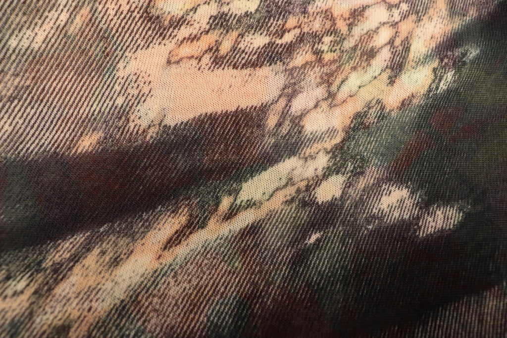 Black Orange Tie Dye Knitwear Fabric Blurred Stretch Print