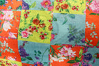 Floral Tile Knitwear Fabric Orange Teal Yellow Stretch