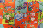 Floral Tile Knitwear Fabric Orange Teal Yellow Stretch