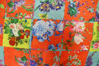 Floral Tile Knitwear Fabric Orange Teal Yellow Stretch