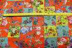 Floral Tile Knitwear Fabric Orange Teal Yellow Stretch