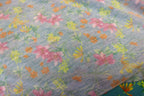 Teal Green Floral Knit Fabric Pink Yellow Flowers