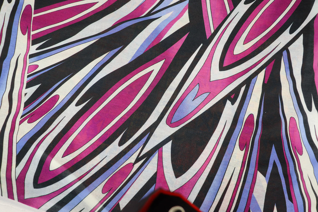 Pink Black Lilac Knitwear Fabric Abstract Swirl Print