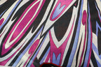 Pink Black Lilac Knitwear Fabric Abstract Swirl Print