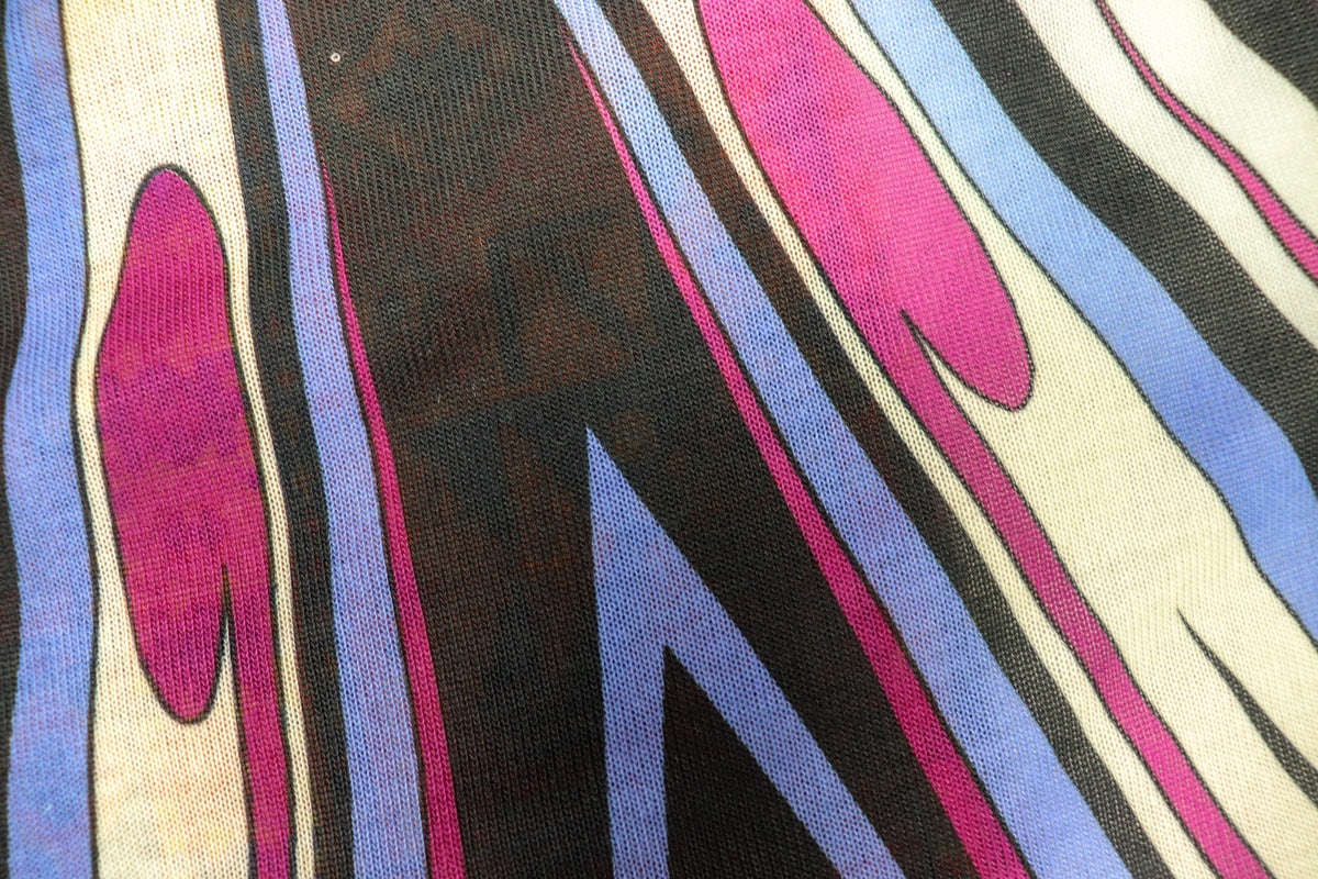 Pink Black Lilac Knitwear Fabric Abstract Swirl Print