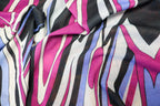 Pink Black Lilac Knitwear Fabric Abstract Swirl Print
